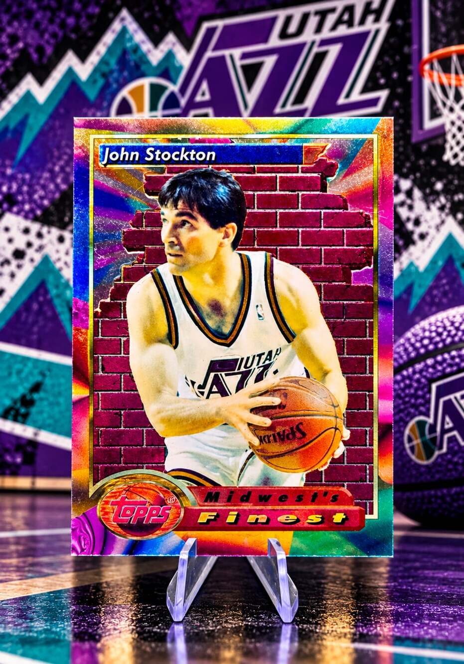 John Stockton 1993-94 Topps Finest Refractor Utah Jazz Basketball Card Mint Cond